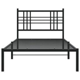 Berkfield Metal Bed Frame Without Mattress With Headboard Black 100X190Cm - thumbnail 4