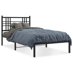 Berkfield Metal Bed Frame Without Mattress With Headboard Black 100X190Cm - thumbnail 2