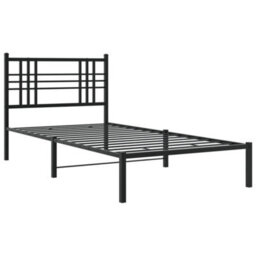 Berkfield Metal Bed Frame Without Mattress With Headboard Black 100X190Cm - thumbnail 3