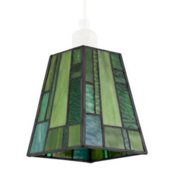 Happy Homewares Art Denergy Savingtiffany Glass Pendant Shade With Emerald And Green Panels - thumbnail 1