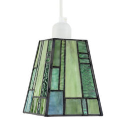 Happy Homewares Art Denergy Savingtiffany Glass Pendant Shade With Emerald And Green Panels - thumbnail 5