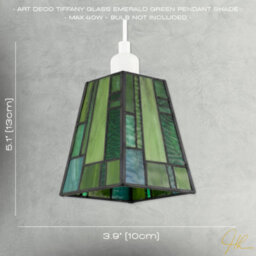 Happy Homewares Art Denergy Savingtiffany Glass Pendant Shade With Emerald And Green Panels - thumbnail 7