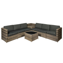 Outsunny 8Pcs Patio Rattan Sofa Set Garden Furniture Side Table W/ Cushion - thumbnail 2