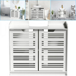 Under Sink Cabinet Bathroom Basin Unit Cupboard Storage Wooden Furniture White - thumbnail 3