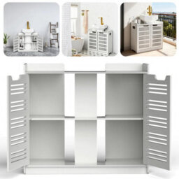 Under Sink Cabinet Bathroom Basin Unit Cupboard Storage Wooden Furniture White - thumbnail 6