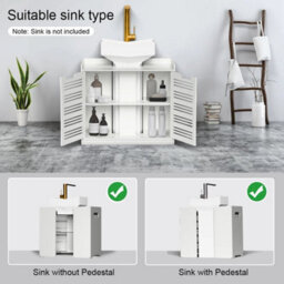 Under Sink Cabinet Bathroom Basin Unit Cupboard Storage Wooden Furniture White - thumbnail 5