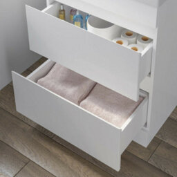 Affine 800mm Bathroom Vanity Unit Basin Storage 2 Drawer Cabinet Furniture White Gloss - thumbnail 6