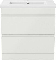 Affine 800mm Bathroom Vanity Unit Basin Storage 2 Drawer Cabinet Furniture White Gloss - thumbnail 7