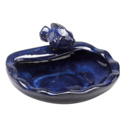Glazed Blue Ceramic Fish Solar Powered Water Feature - Outdoor Garden Decorative Koi Carp Water Fountain - H16 X W37 X D32Cm - thumbnail 3