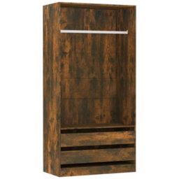 Berkfield Wardrobe Smoked Oak 100X50X200 Cm Engineered Wood - thumbnail 2