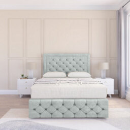 "Sloomy 6Ft Vienna Naples Silver Bed Set With 2 Drawers & Footboard, Mattress & 54"" Headboard - Super King"