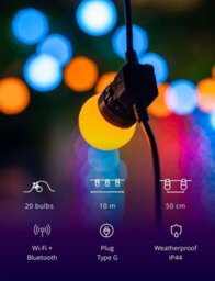 Twinkly Festoon App-Controlled Led Bulb Lights String With 20 Rgb (16 Million Colours) 10M Black Cable In/outdoor Smart Lighting - thumbnail 8