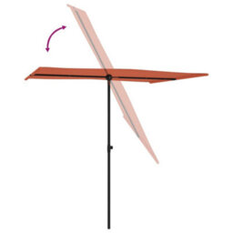 Berkfield Outdoor Parasol With Aluminium Pole 2X1.5 M Terracotta - thumbnail 5