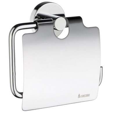 Smedbo Chrome Wall Mounted Toilet Roll Holder With Lid Cover