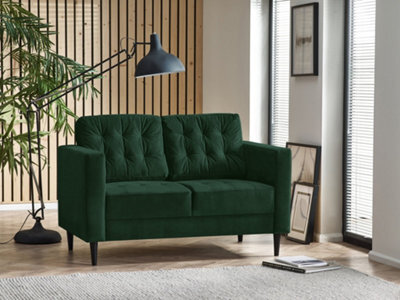 Furniturebox Jenna 2 Seater Emerald Green Velvet Sofa With Solid Wood Frame - image 1