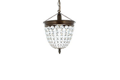 Luminosa Lighting Luminosa Baguette Crystal Antique Brass Pendant Ceiling Light
