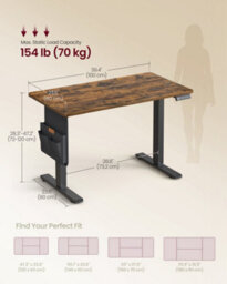 Vasagle Electric Standing Desk, Height Adjustable Desk, 100 X 60 Cm, Continuous Adjustment, Spliced Tabletop - thumbnail 7