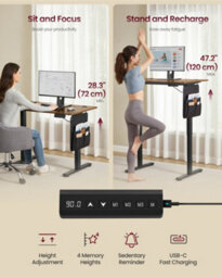Vasagle Electric Standing Desk, Height Adjustable Desk, 100 X 60 Cm, Continuous Adjustment, Spliced Tabletop - thumbnail 3
