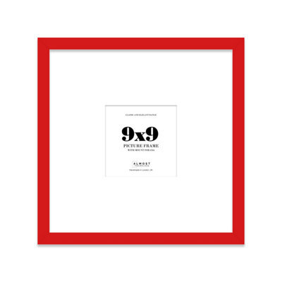 "9X9"" Red Picture Frame - 9X9"" Square Frame With 6X6"" Mount For 9X9""/6X6"" Pictures Moderrn Style Thin Edge, 1 Pack" - image 1