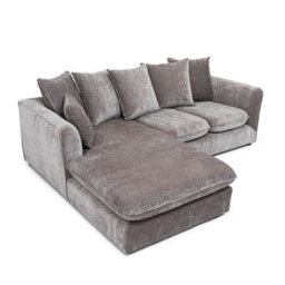 Abakus Direct Lucas Water Repellent Velvet Chenille Left Facing Corner Sofa In Grey - thumbnail 3