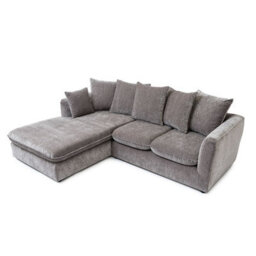 Abakus Direct Lucas Water Repellent Velvet Chenille Left Facing Corner Sofa In Grey - thumbnail 2