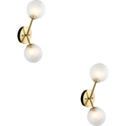 Loops 2 Pack Satin Brass Dimmable Wall Light - 2X Dome Ribbed Glass Shade -  2X 3W Led G9 - thumbnail 1