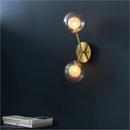 Loops 2 Pack Satin Brass Dimmable Wall Light - 2X Dome Ribbed Glass Shade -  2X 3W Led G9 - thumbnail 4