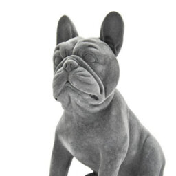 Animal Crackers French Bulldog Figurine, Retro Style Grey Velvet Finish On-Trend Home Decoration Dog Lover Gift - thumbnail 2