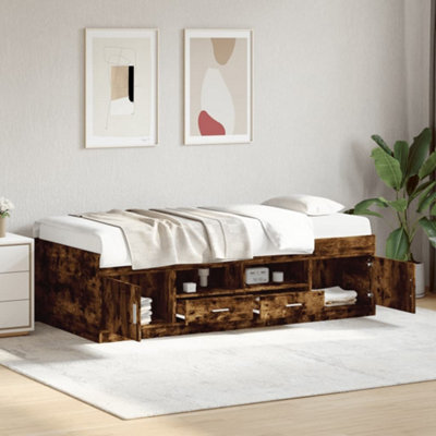 Berkfield Daybed With Drawers Without Mattress Smoked Oak 90X190 Cm Single - image 1