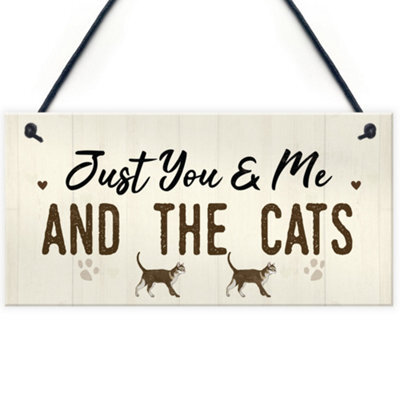 Red Ocean You Me And The Cats Sign Home Funny Crazy Cat Lady Sign Pet Lover Gift - image 1