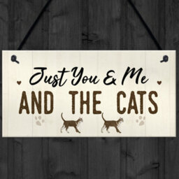 Red Ocean You Me And The Cats Sign Home Funny Crazy Cat Lady Sign Pet Lover Gift - thumbnail 4