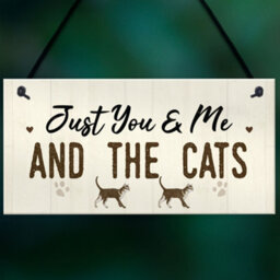 Red Ocean You Me And The Cats Sign Home Funny Crazy Cat Lady Sign Pet Lover Gift - thumbnail 5