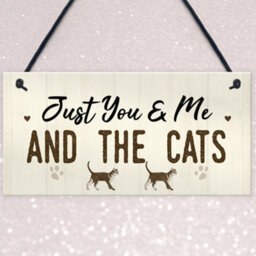 Red Ocean You Me And The Cats Sign Home Funny Crazy Cat Lady Sign Pet Lover Gift - thumbnail 3