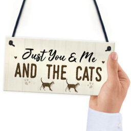Red Ocean You Me And The Cats Sign Home Funny Crazy Cat Lady Sign Pet Lover Gift - thumbnail 6