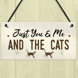 Red Ocean You Me And The Cats Sign Home Funny Crazy Cat Lady Sign Pet Lover Gift - thumbnail 2
