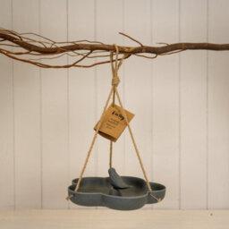 Grey Earthy Anthracite Bamboo Hanging Bird Bath/feeder - thumbnail 2