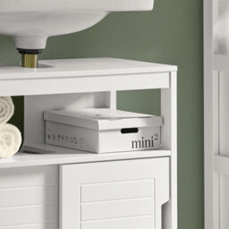 Sobuy Frg128-W, Under Sink Bathroom Storage Cabinet With Shelf And Double Sliding Door,white,w30Xd60Xh61 - thumbnail 6