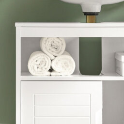 Sobuy Frg128-W, Under Sink Bathroom Storage Cabinet With Shelf And Double Sliding Door,white,w30Xd60Xh61 - thumbnail 8