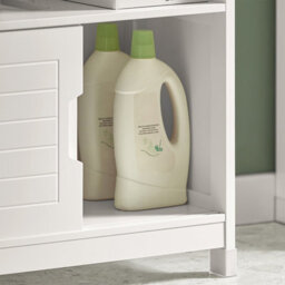 Sobuy Frg128-W, Under Sink Bathroom Storage Cabinet With Shelf And Double Sliding Door,white,w30Xd60Xh61 - thumbnail 7