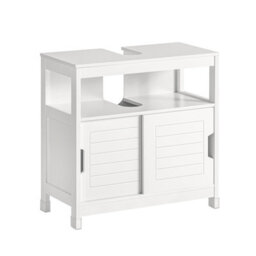 Sobuy Frg128-W, Under Sink Bathroom Storage Cabinet With Shelf And Double Sliding Door,white,w30Xd60Xh61 - thumbnail 1