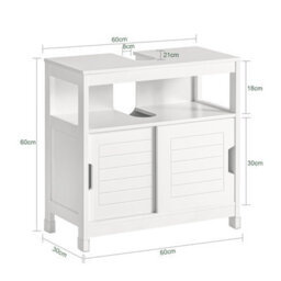 Sobuy Frg128-W, Under Sink Bathroom Storage Cabinet With Shelf And Double Sliding Door,white,w30Xd60Xh61 - thumbnail 3