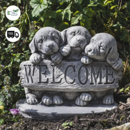 Oakley Welcome Dogs' Stone Cast Garden Ornament - thumbnail 4
