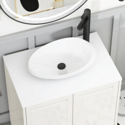 Royal Bathrooms Royal Bathroom Elmore 600mm Classic White Wall Mounted Bathroom Vanity Unit 2 Drawer Plain White Worktop With Nova Basin - thumbnail 4