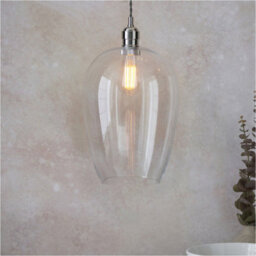 Loops Hanging Ceiling Pendant Light - Large Bright Nickel Plate & Clear Glass - 10W Led E27 - thumbnail 3