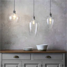 Loops Hanging Ceiling Pendant Light - Large Bright Nickel Plate & Clear Glass - 10W Led E27 - thumbnail 4