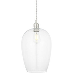 Loops Hanging Ceiling Pendant Light - Large Bright Nickel Plate & Clear Glass - 10W Led E27 - thumbnail 1