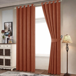 Bedlooms Rust Linen Curtain 100% Blackout Thermal Insulated Eyelet Curtain (Pair) 66 X 72 Inches With Tie Back Two - thumbnail 9