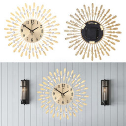 Living And Home Gold Wall Clocks Silent Large Crystal Drop Shape Battery Operated For Kitchen Dia 37.5Cm - thumbnail 4