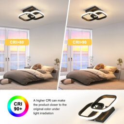 Pheashine Modern Ceiling Light Led 22W Warm Light 3000K Square Black Ceiling Lights Fixtures For Hallway Room Bedroom - thumbnail 6