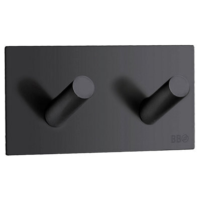 Beslagsboden - Design Double Hook In Matt Black Stainless Steel Self-Adhesive